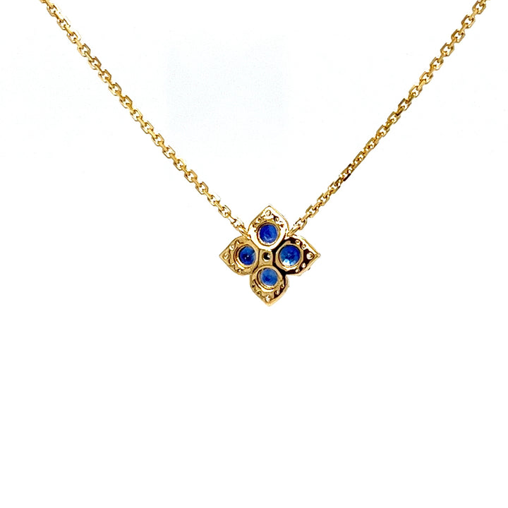 Sapphire and Diamond Flower Pendant Necklace