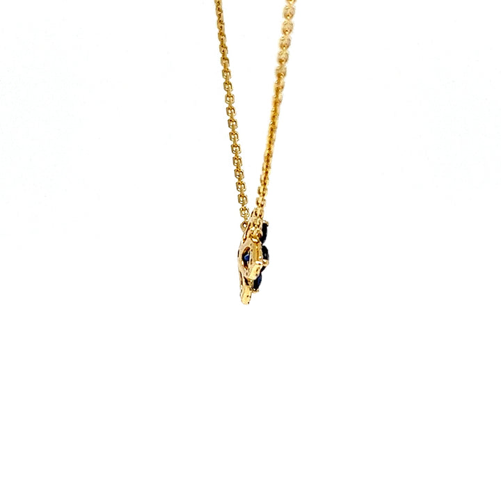 Sapphire and Diamond Flower Pendant Necklace