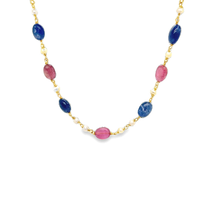 Tumbled Blue and Pink Sapphire Chain