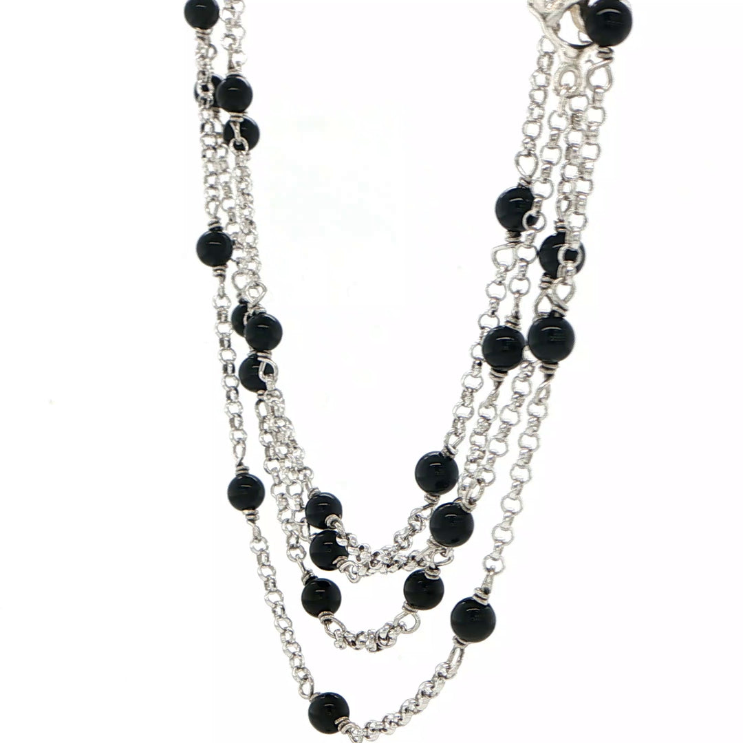 David Yurman Sterling Silver Black Onyx Necklace