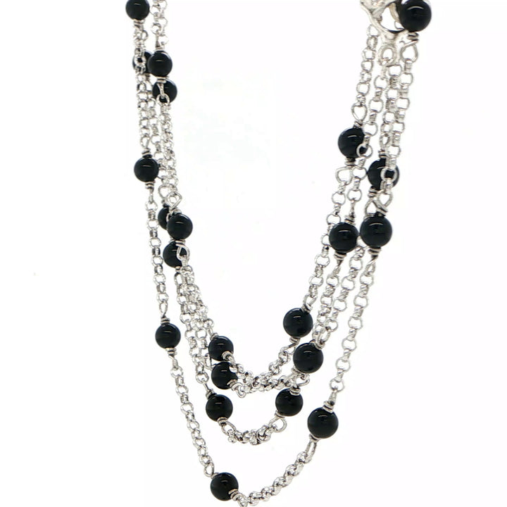 David Yurman Sterling Silver Black Onyx Necklace
