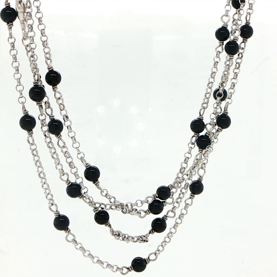 David Yurman Sterling Silver Black Onyx Necklace