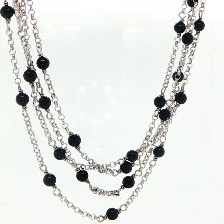 David Yurman Sterling Silver Black Onyx Necklace