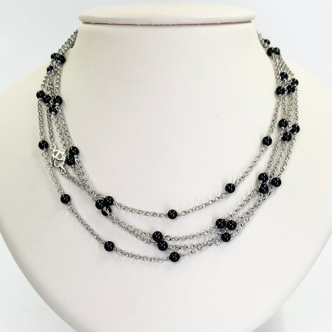 David Yurman Sterling Silver Black Onyx Necklace