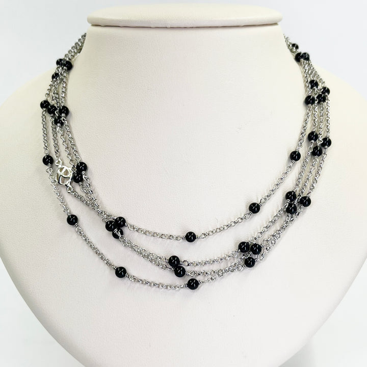 David Yurman Sterling Silver Black Onyx Necklace