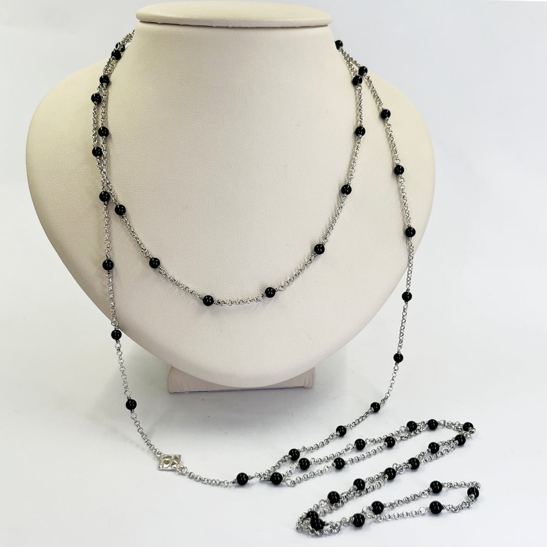 David Yurman Sterling Silver Black Onyx Necklace
