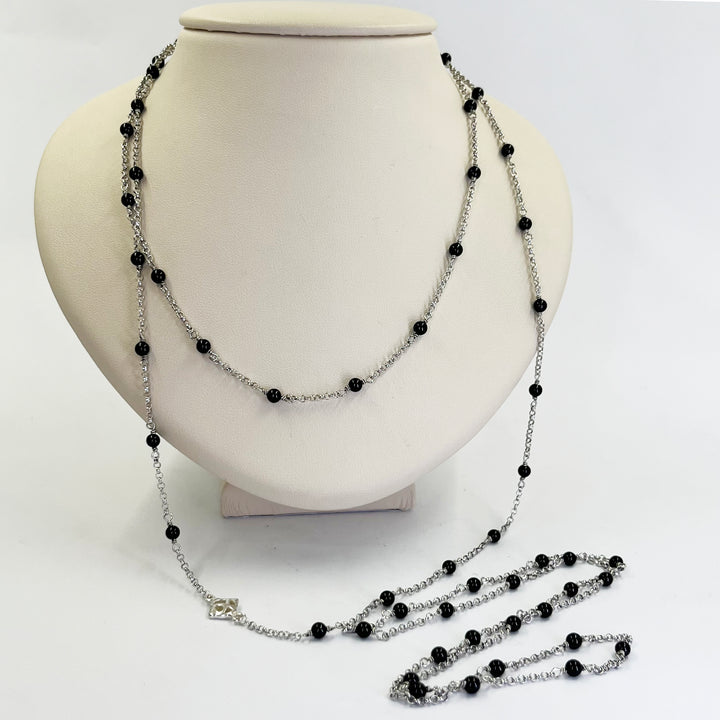 David Yurman Sterling Silver Black Onyx Necklace