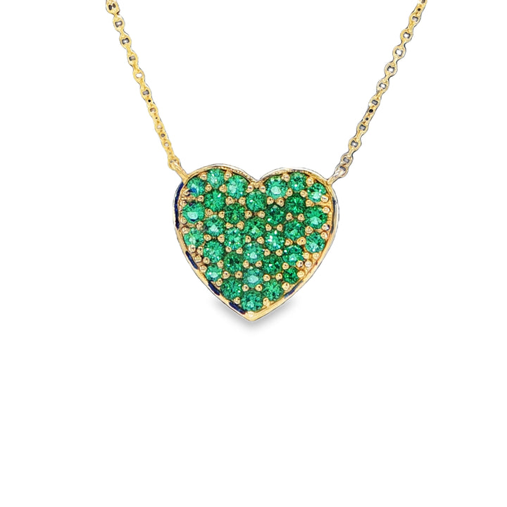 14K Yellow Gold Emerald Heart Necklace