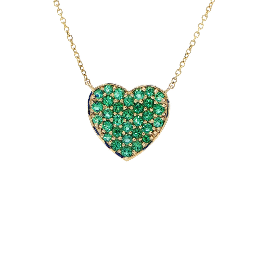 14K Yellow Gold Emerald Heart Necklace