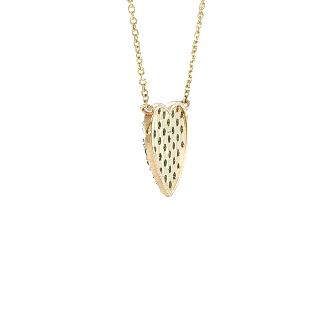 14K Yellow Gold Emerald Heart Necklace