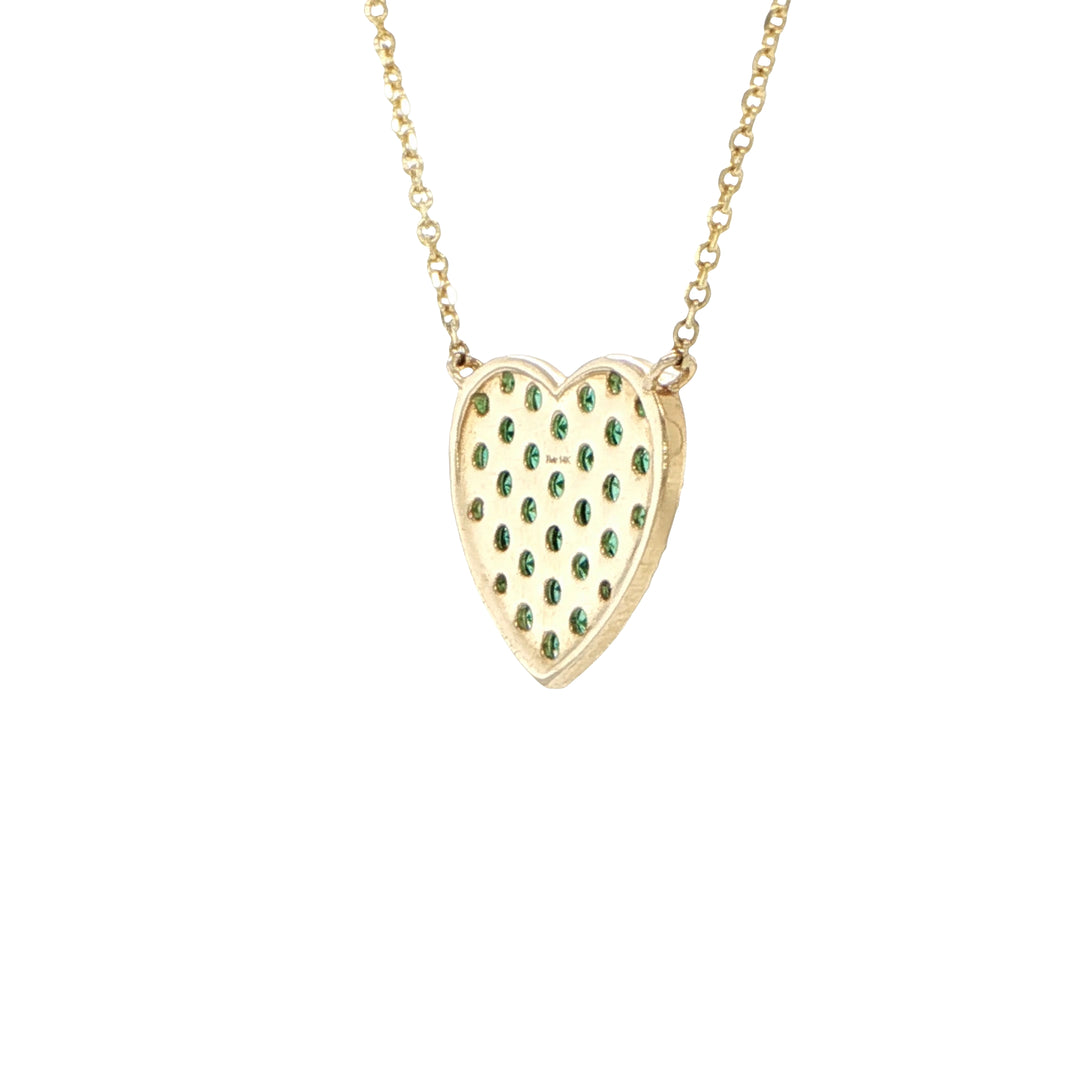 14K Yellow Gold Emerald Heart Necklace