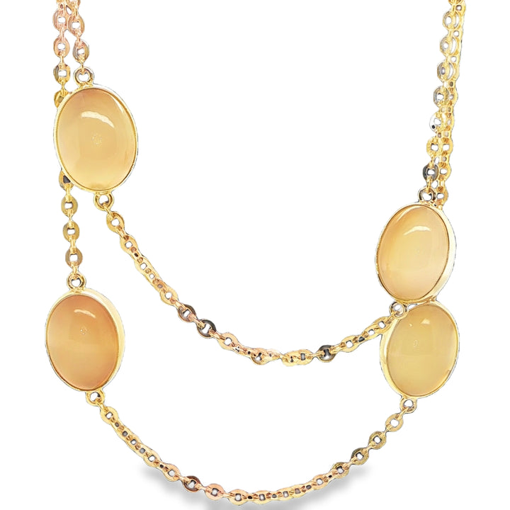 18K Yellow Gold Moonstone 30" Necklace