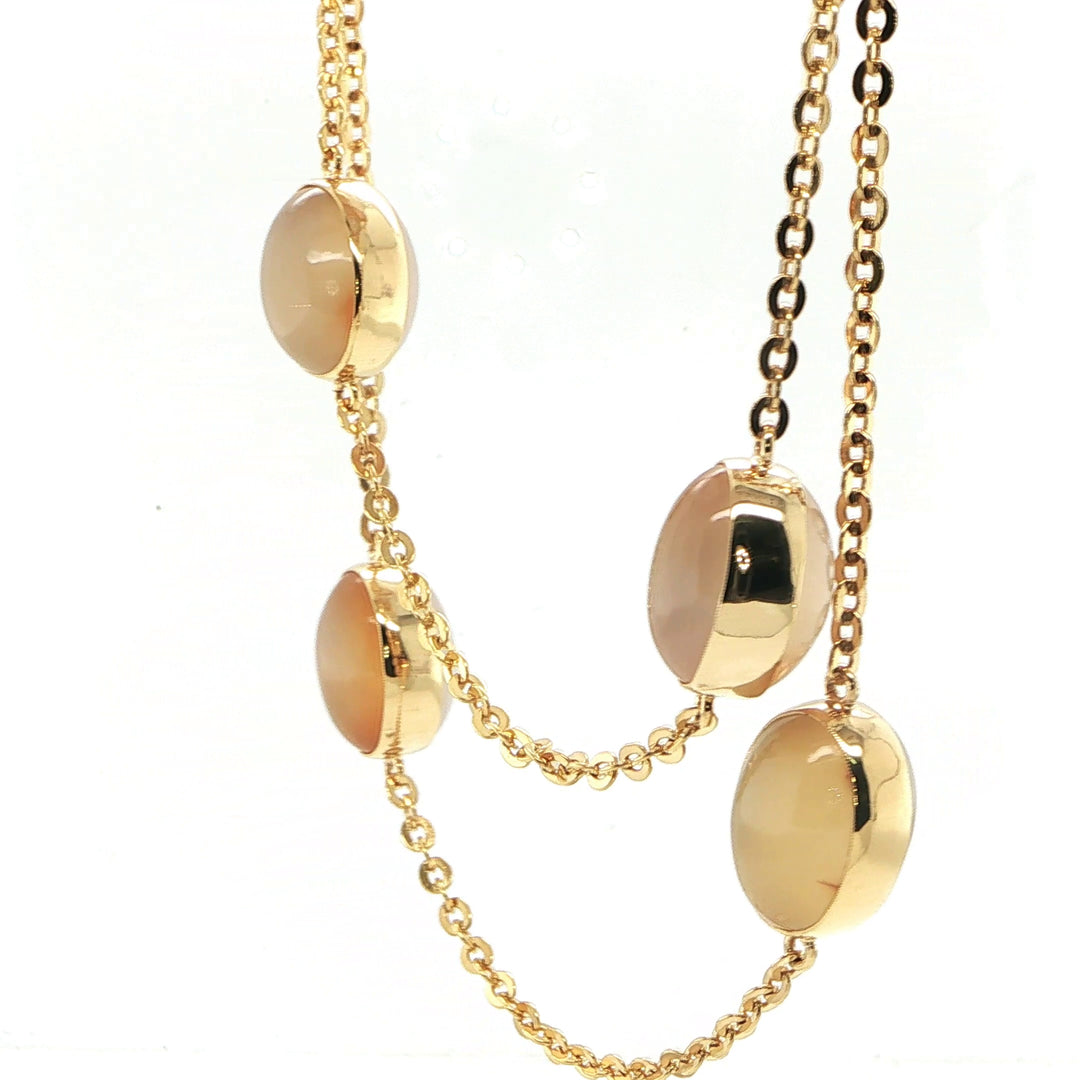 18K Yellow Gold Moonstone 30" Necklace