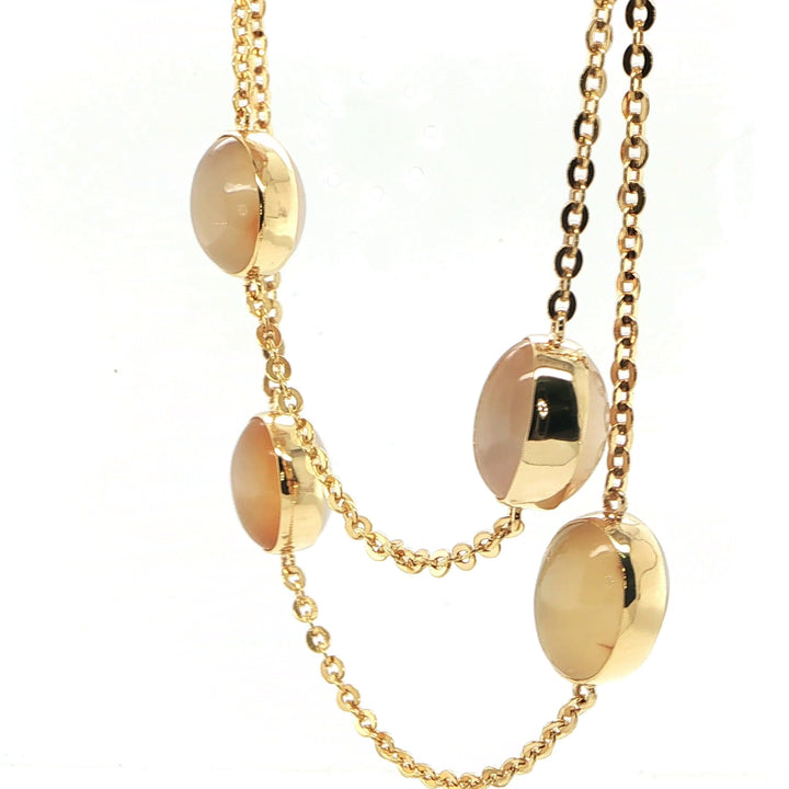 18K Yellow Gold Moonstone 30" Necklace
