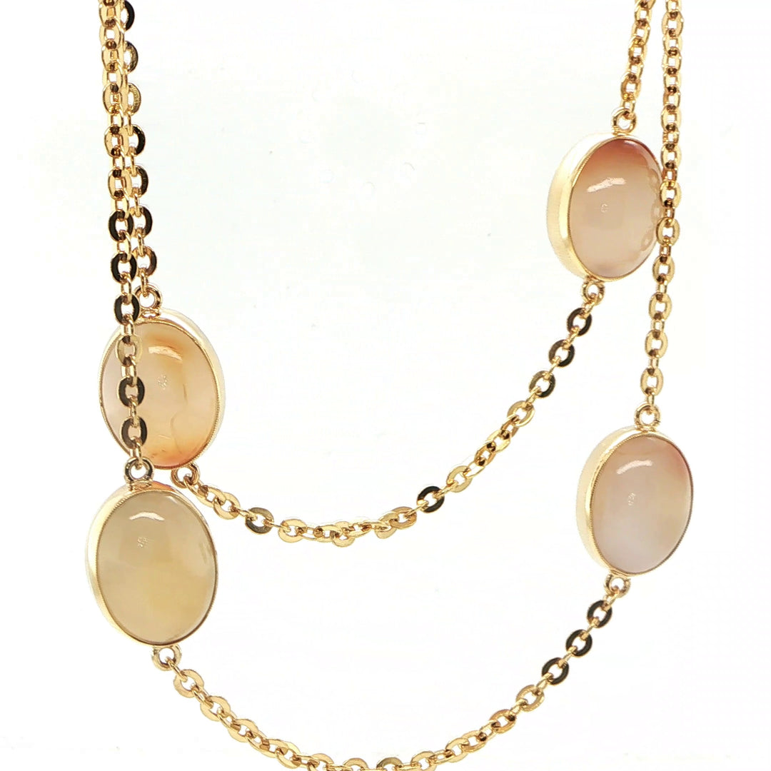 18K Yellow Gold Moonstone 30" Necklace
