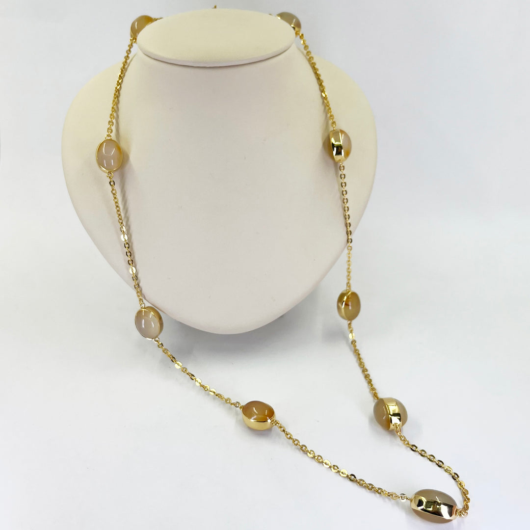 18K Yellow Gold Moonstone 30" Necklace
