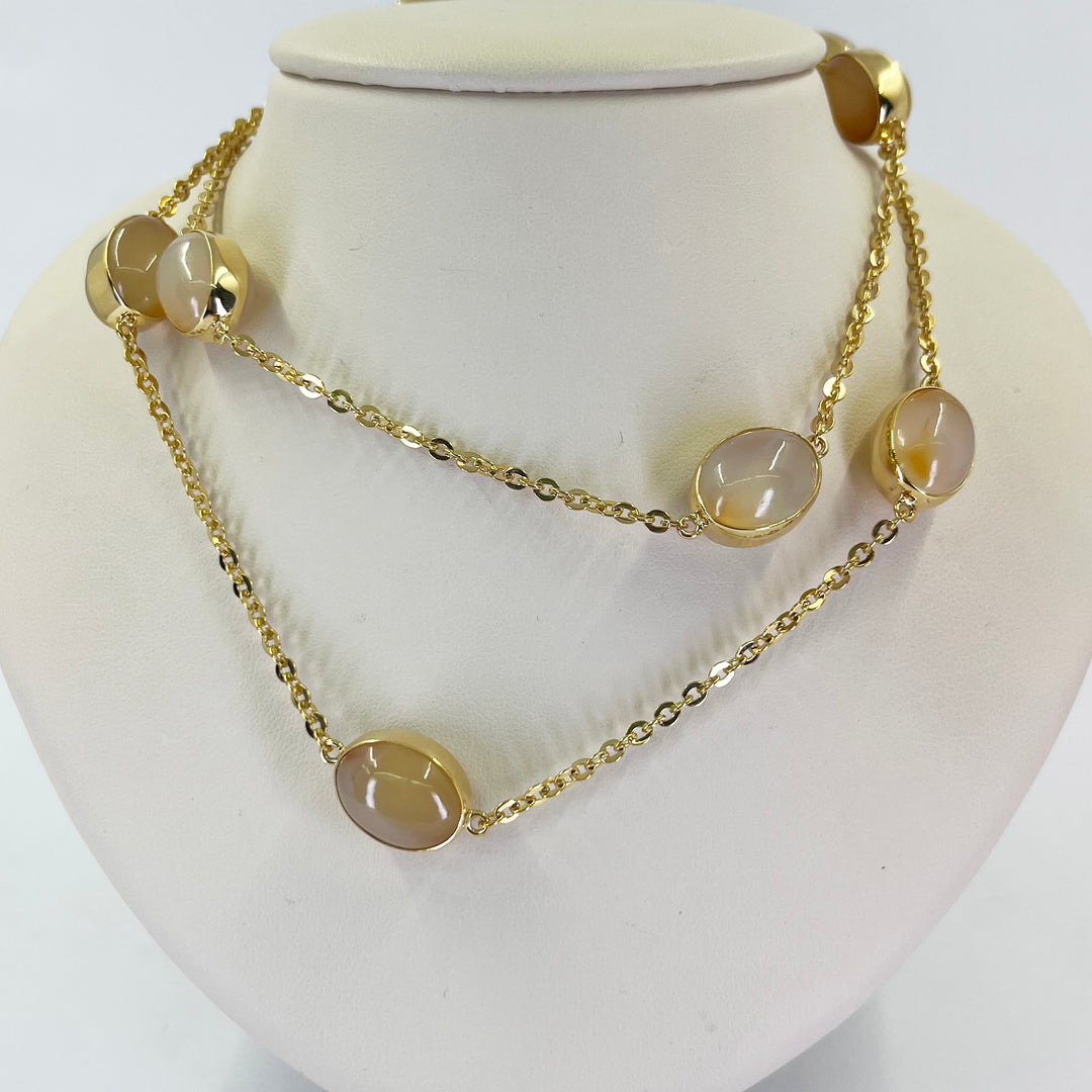18K Yellow Gold Moonstone 30" Necklace