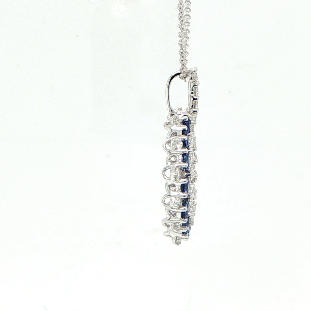14K White Gold Sapphire & Diamond Double Circle Necklace