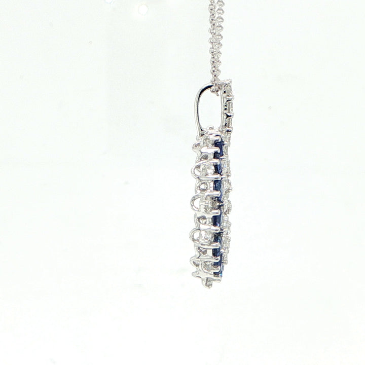 14K White Gold Sapphire & Diamond Double Circle Necklace
