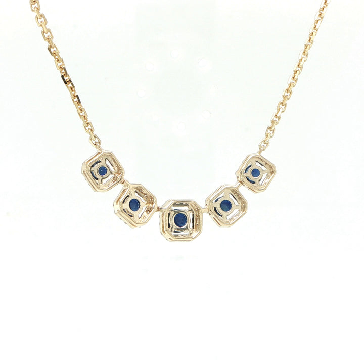 14K Yellow Gold Sapphire & Diamond Necklace