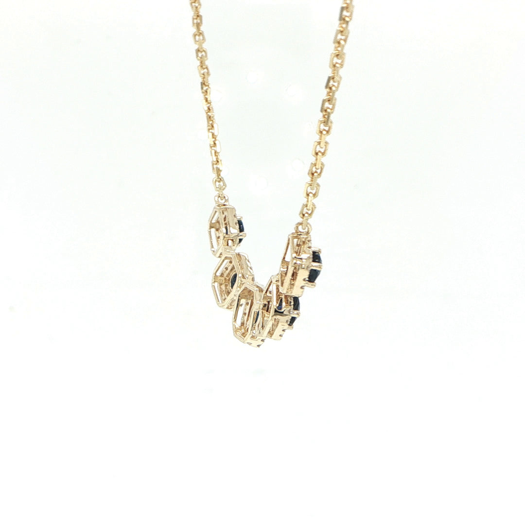 14K Yellow Gold Sapphire & Diamond Necklace