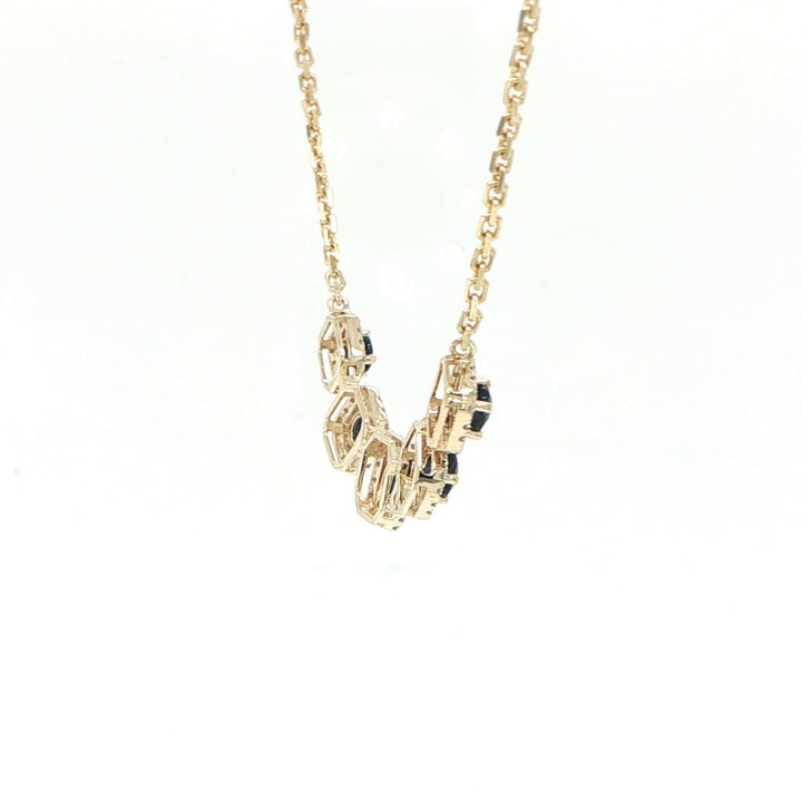 14K Yellow Gold Sapphire & Diamond Necklace