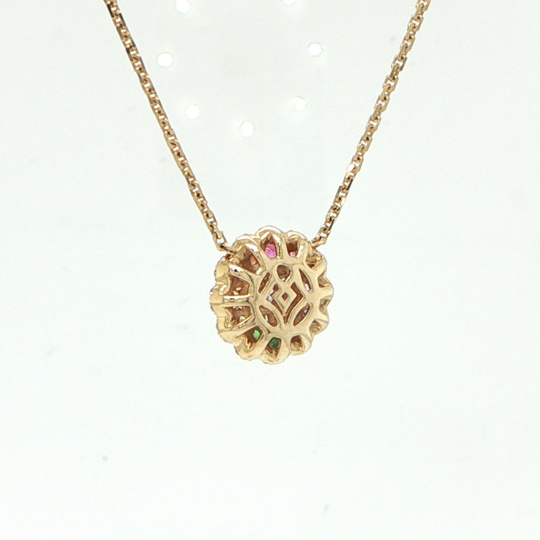 14K Yellow Gold Multicolor Sapphire & Diamond Necklace