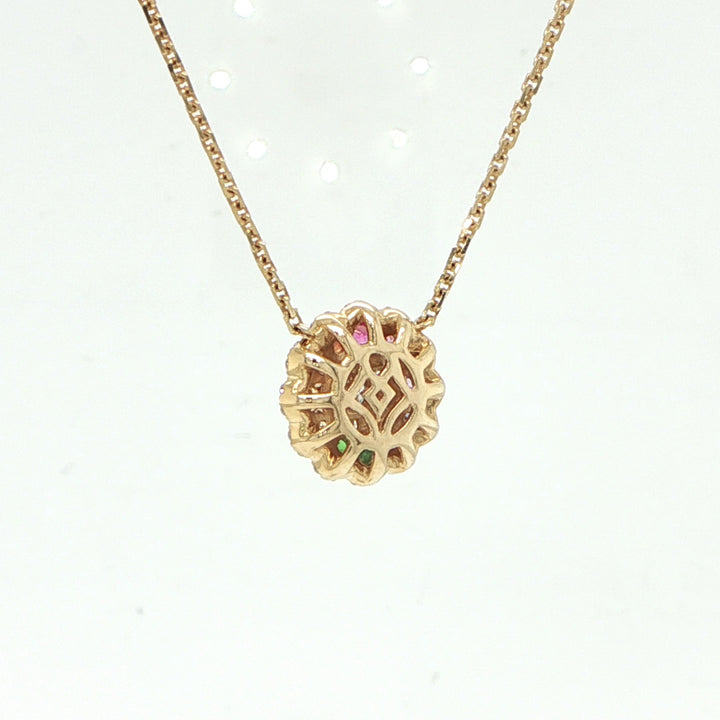 14K Yellow Gold Multicolor Sapphire & Diamond Necklace