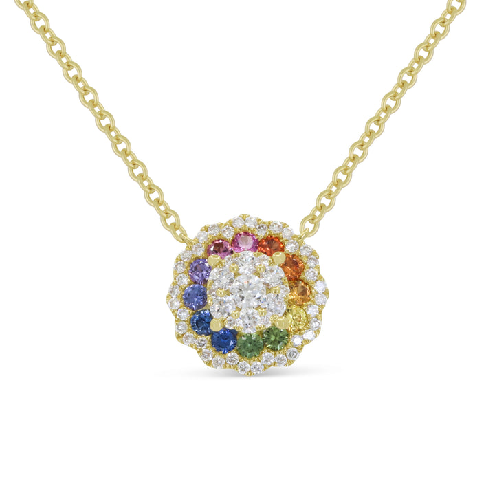 14K Yellow Gold Multicolor Sapphire & Diamond Necklace
