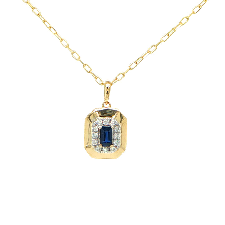 14K Yellow Gold Sapphire & Diamond Necklace