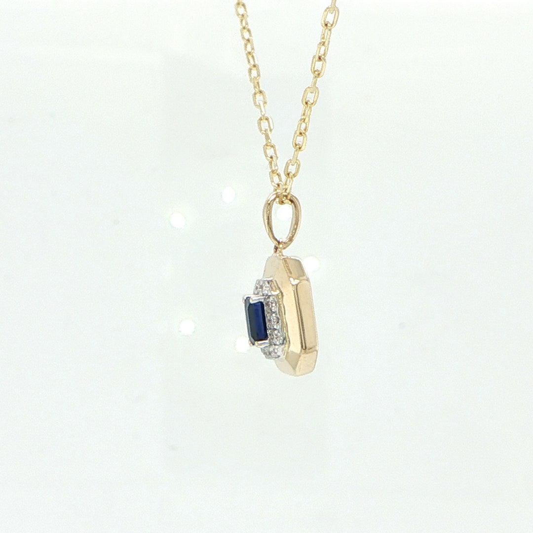 14K Yellow Gold Sapphire & Diamond Necklace