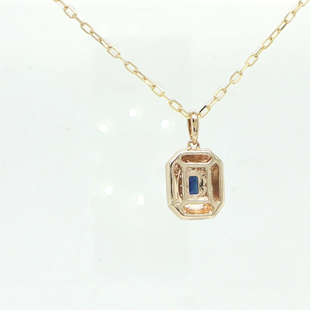 14K Yellow Gold Sapphire & Diamond Necklace