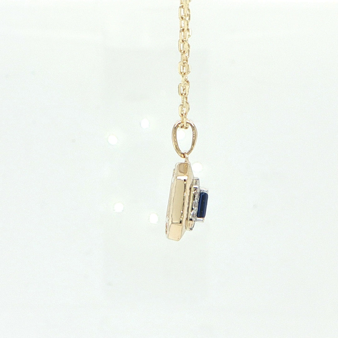14K Yellow Gold Sapphire & Diamond Necklace