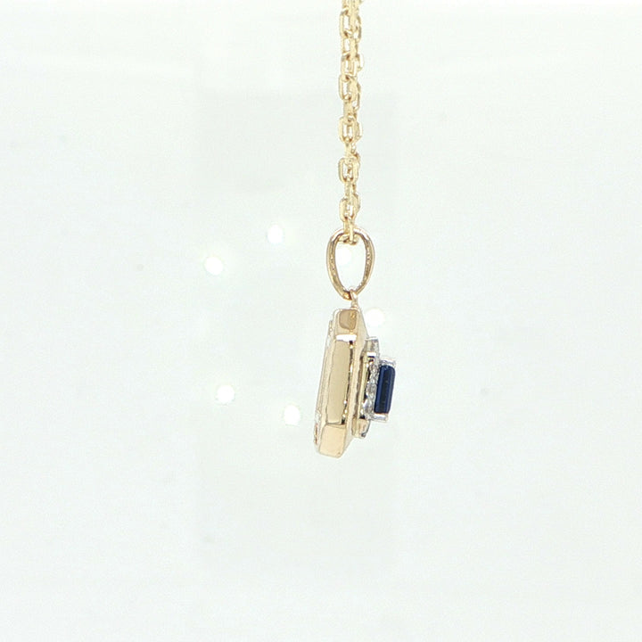 14K Yellow Gold Sapphire & Diamond Necklace