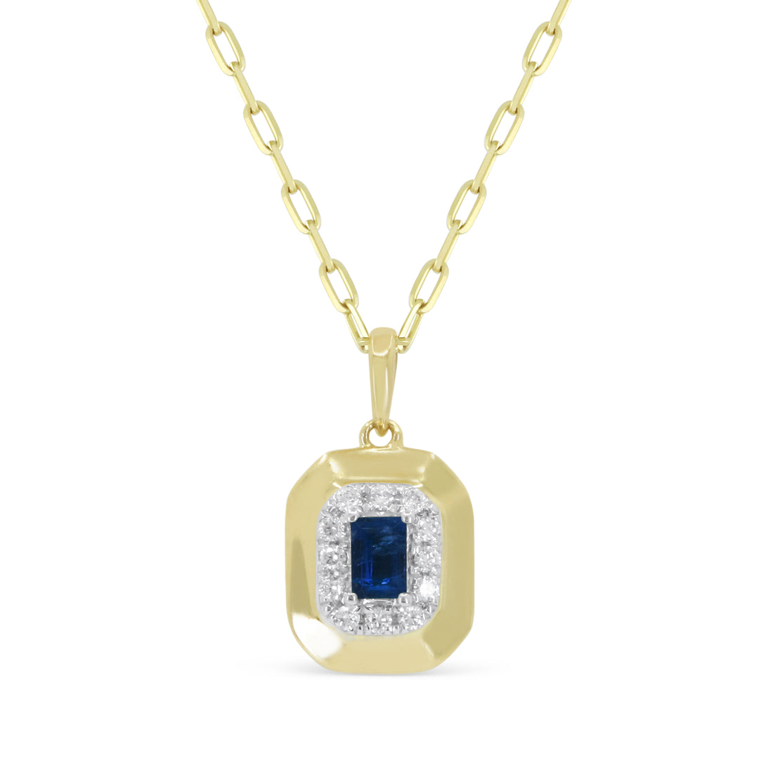 14K Yellow Gold Sapphire & Diamond Necklace