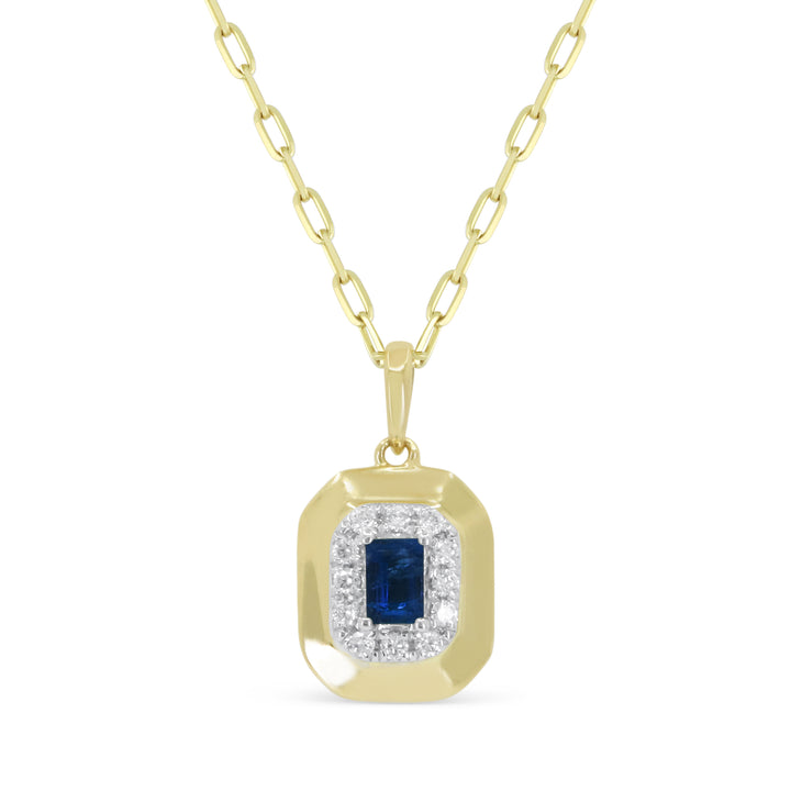 14K Yellow Gold Sapphire & Diamond Necklace
