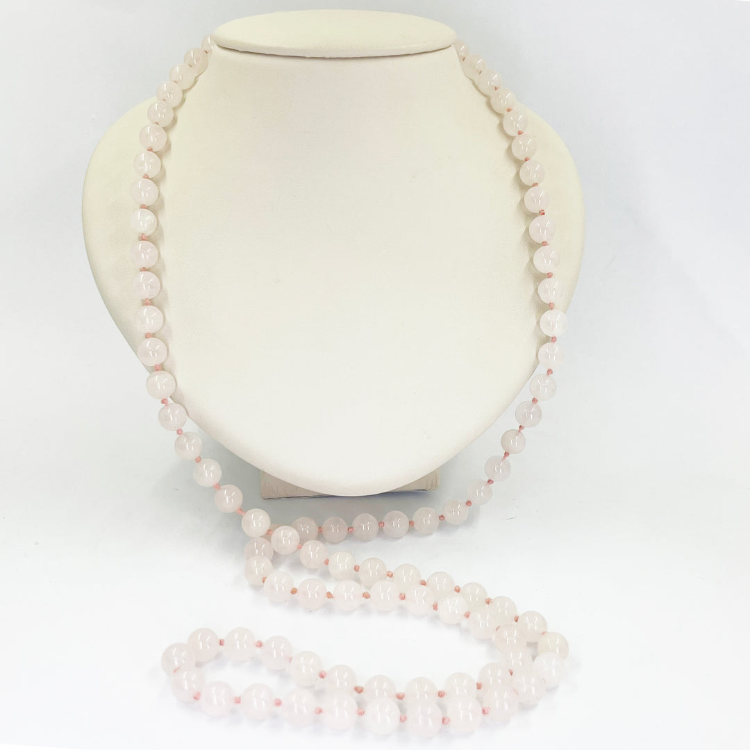 Rose Quartz Endless Knotted Necklace