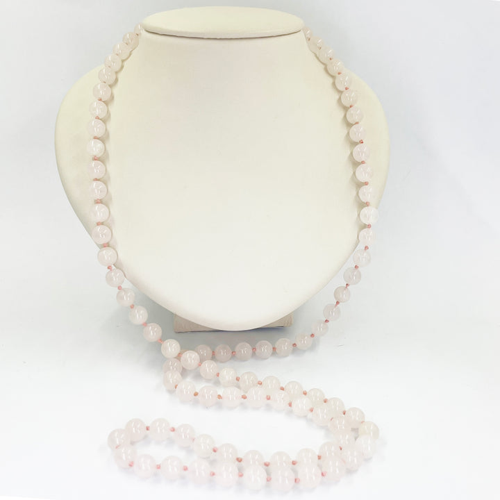 Rose Quartz Endless Knotted Necklace
