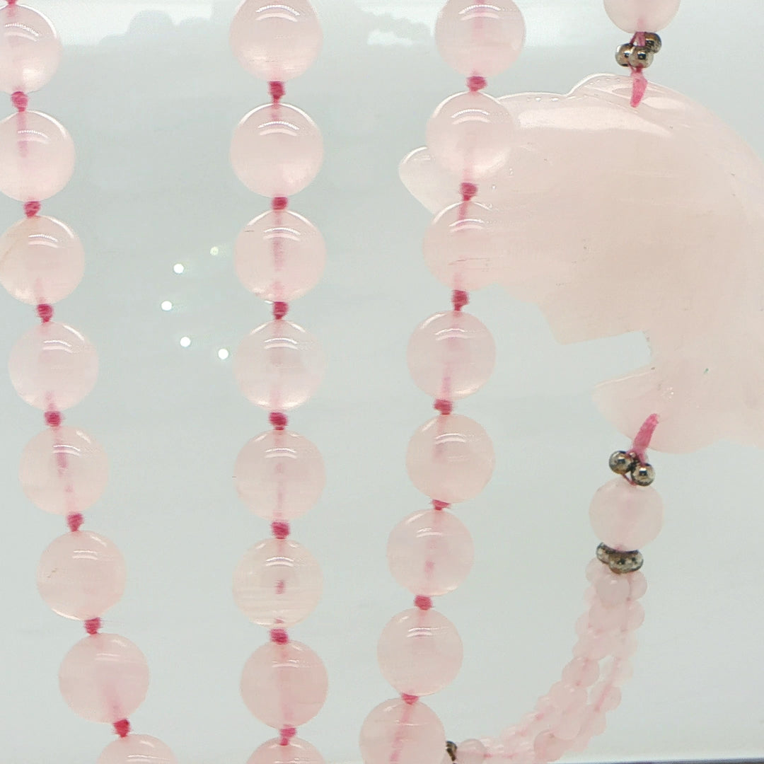 Knotted 10mm Rose Quartz Endless Necklace – 32” Beaded Strand