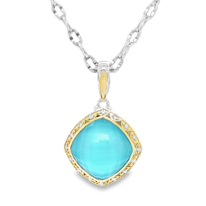 Tacori Barbados 18K Gold & Sterling Silver Turquoise Quartz Diamond Necklace