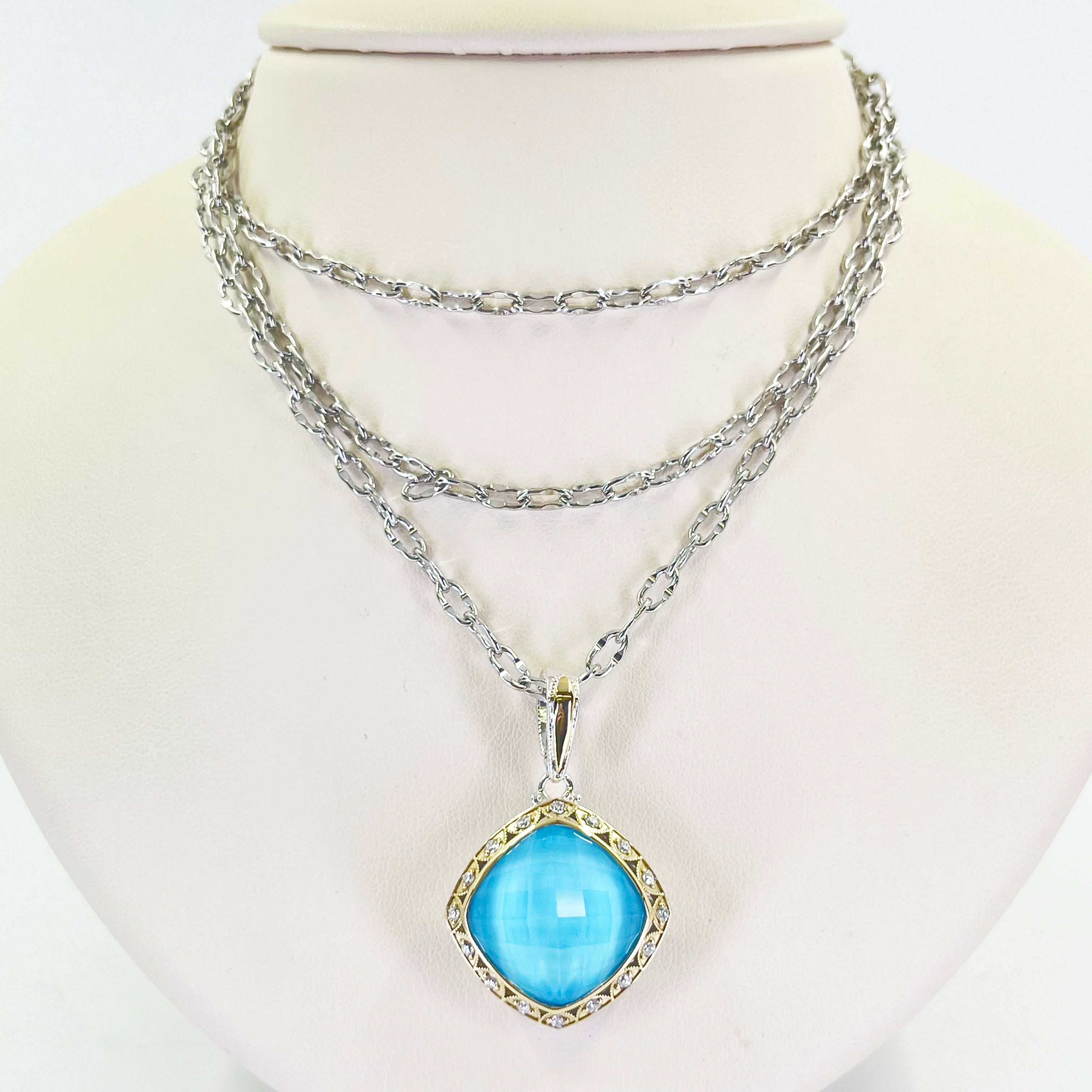 Tacori Barbados Turquoise Quartz Diamond Necklace Coral Gables