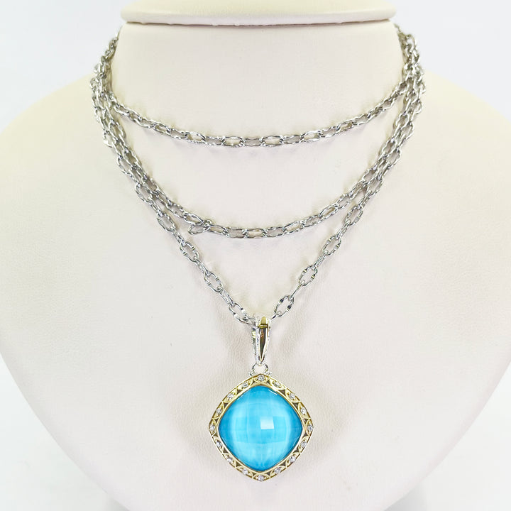 Tacori Barbados 18K Gold & Sterling Silver Turquoise Quartz Diamond Necklace