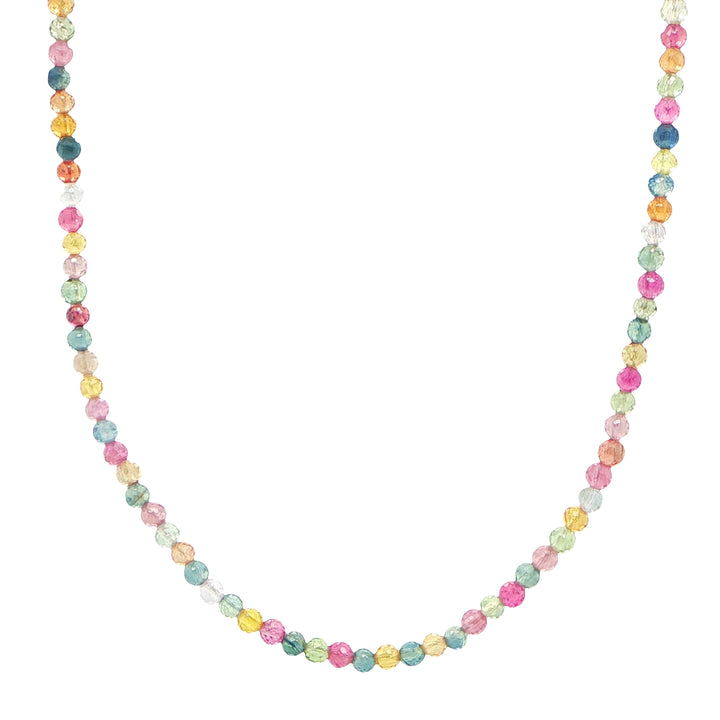 14K White Gold Multi-Color Sapphire Bead Necklace 17.5"