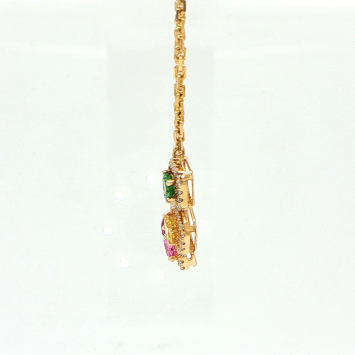 14K Yellow Gold Rainbow Sapphire Smile Necklace with Diamonds