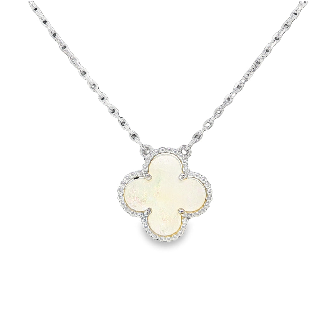 Van Cleef & Arpels Alhambra Mother of Pearl Necklace 18K White Gold
