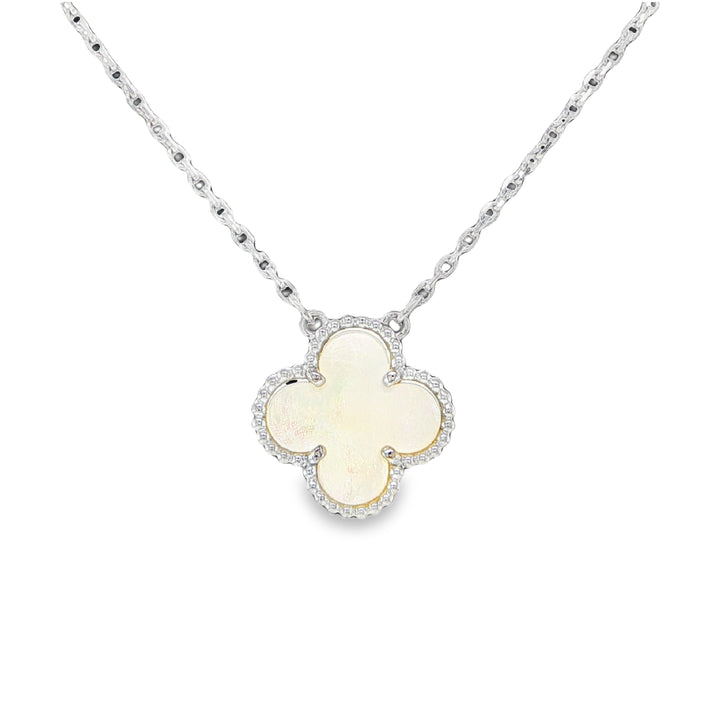 Van Cleef & Arpels Alhambra Mother of Pearl Necklace 18K White Gold