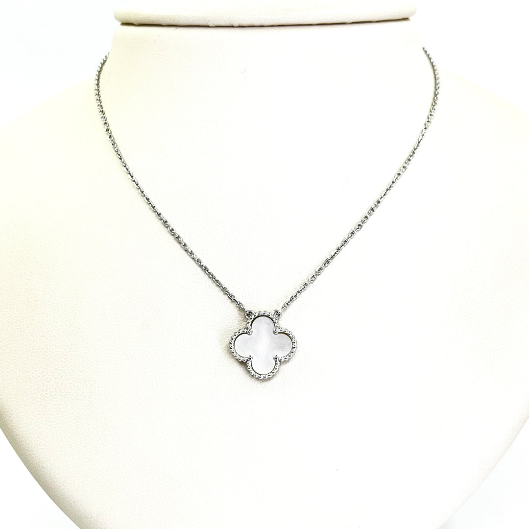 Van Cleef & Arpels Alhambra Mother of Pearl Necklace 18K White Gold