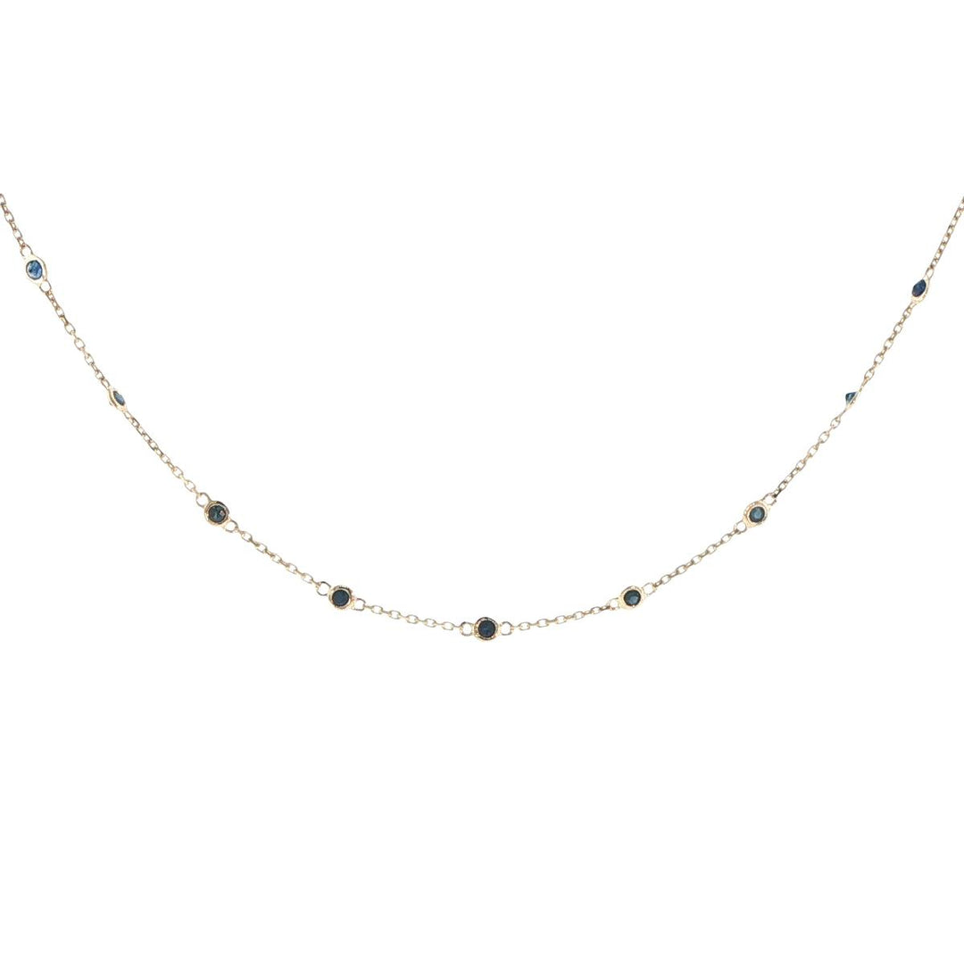 14K Yellow Gold Sapphire Station Necklace