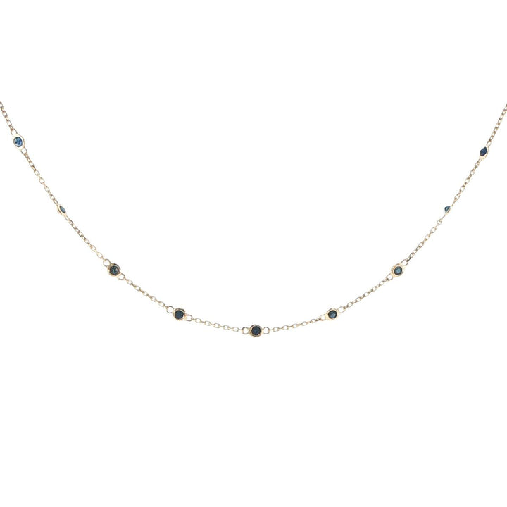 14K Yellow Gold Sapphire Station Necklace