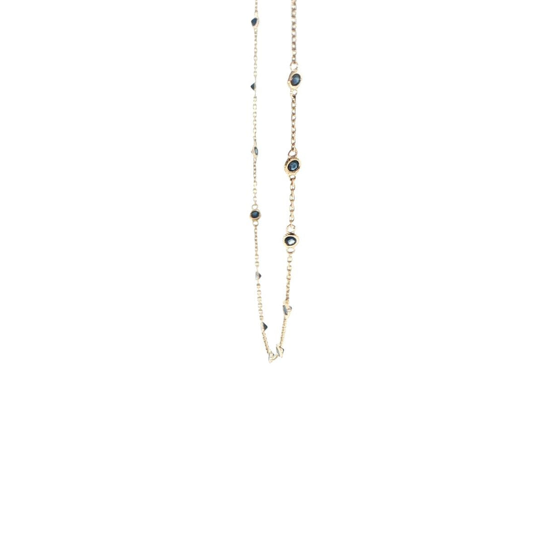 14K Yellow Gold Sapphire Station Necklace